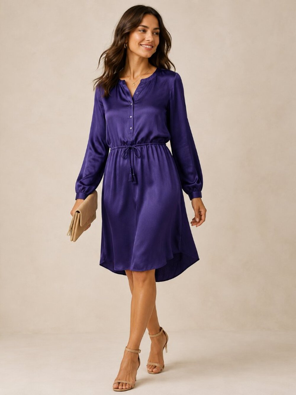 Calypso St. Barth Silk Button Down Tie Waist Long Sleeve Dress XS/S